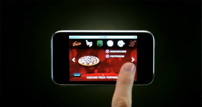Application iphone commande pizza hut mobile internet livraison