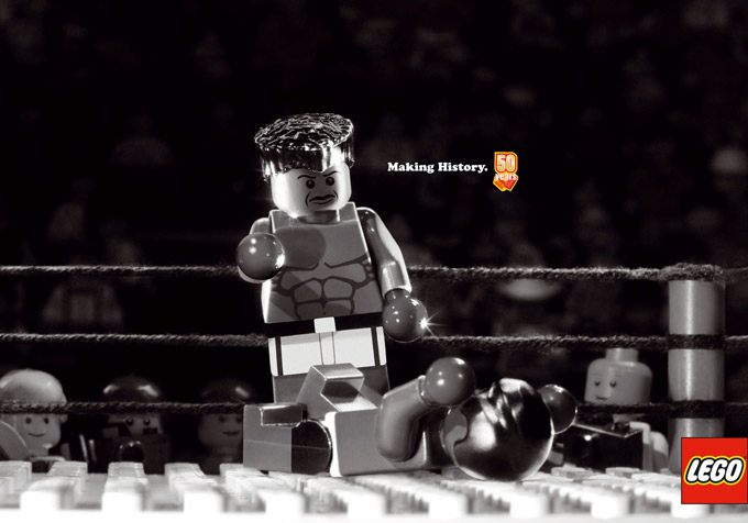 Affichage anniversaire Lego Mohammed ali victoire boxe