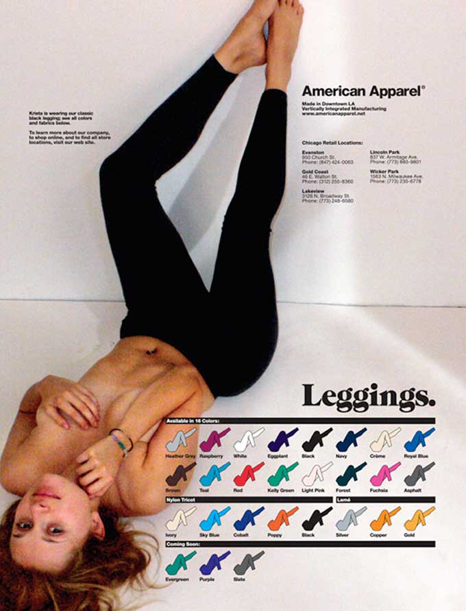 American Apparel et ses nombreuses couleurs de leggings