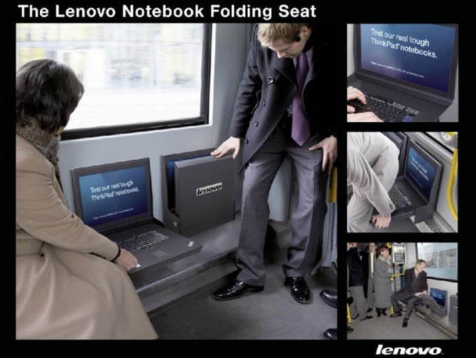 Une idée originale ces laptops en guise de strapontin pour Lenovo
