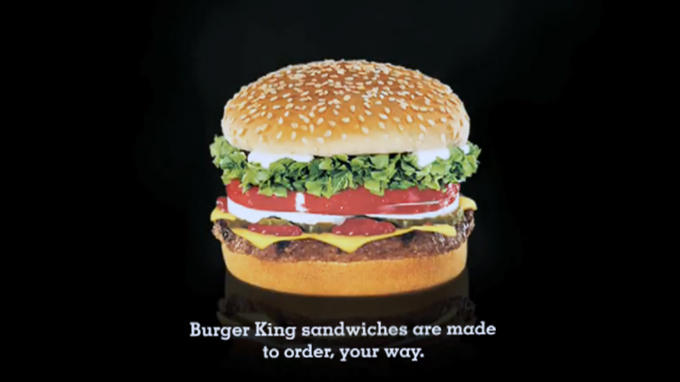Les sandwichs Burger King sont fait pour être commandé à votre façon