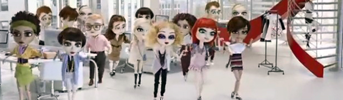 Les marionnettes Diet Coke (Coca-Cola Light) pendant la chorégraphie du morceau "Maniac"