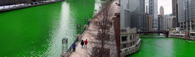La rivière verte est une coutume à Chicago. Elle permet aussi de vérifier les éventuelles fuites