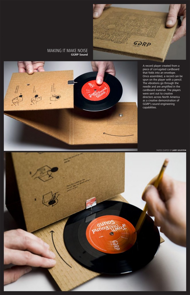 Un vinyl lu par une aiguille dans une platine en carton ondulé