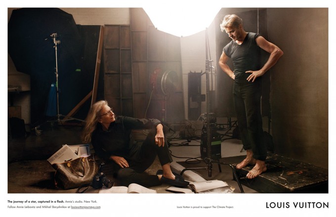 La photographe Annie Lebowitz et le danceur Mikhaïl Barychnikov dans un shooting Louis Vuitton