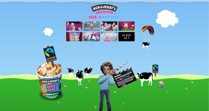 Capture d'écran du site Ben & Jerry's pour la campagne Fair Not fair