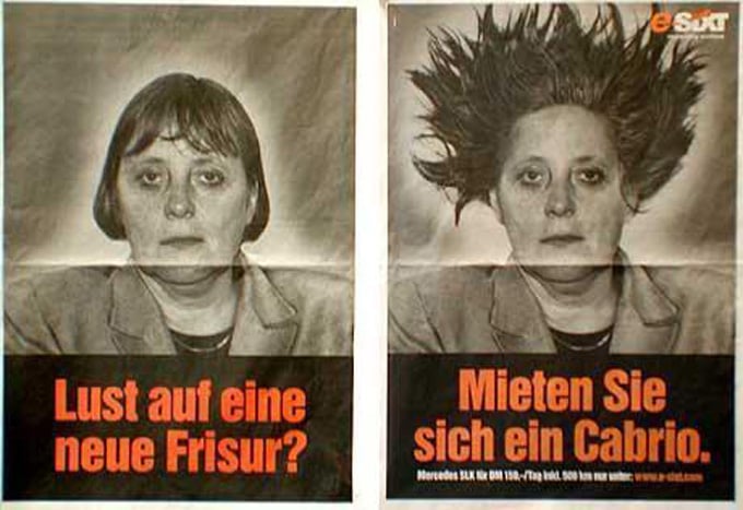 En 2001, Sixt s'est payé la tête d'Angela Merkel et de sa coupe de cheveux