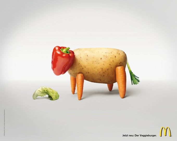 Mc Donald's hamburger végétarien : une vache en légumes