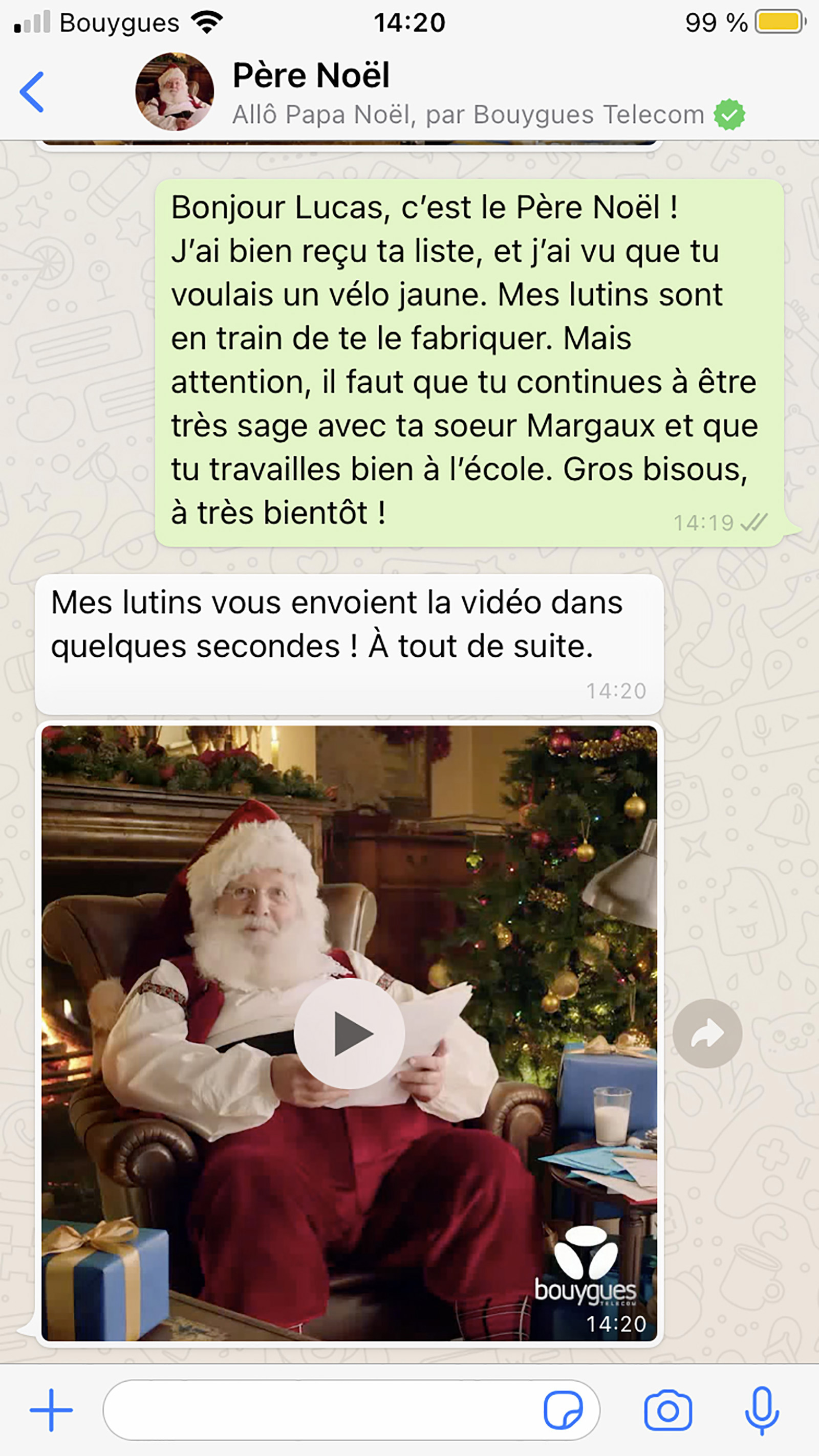 3 millions de messages pour le Père Noël WhatsApp de Bouygues