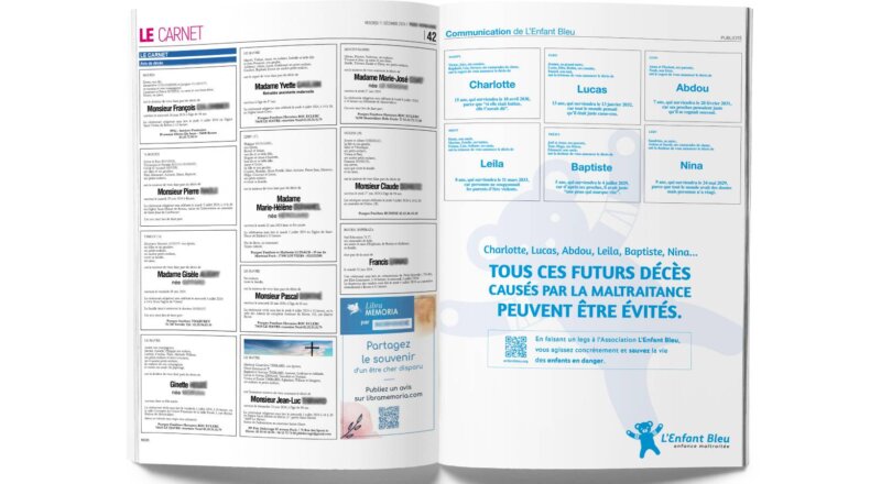 « Avis de décès » : la campagne choc de L’Enfant Bleu contre la maltraitance infantile