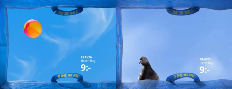 IKEA transforme son sac bleu emblématique en cadre publicitaire géant