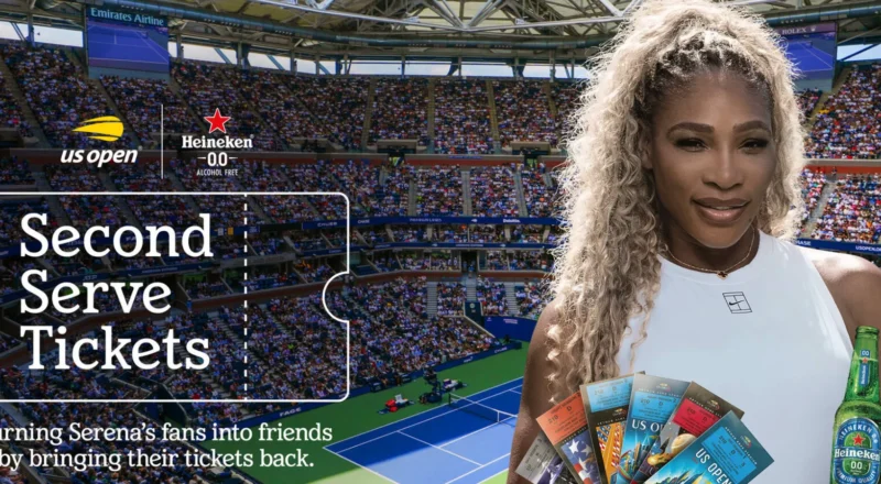 Heineken 0.0 transforme les vieux billets de Serena Williams en invitations pour l&rsquo;US Open